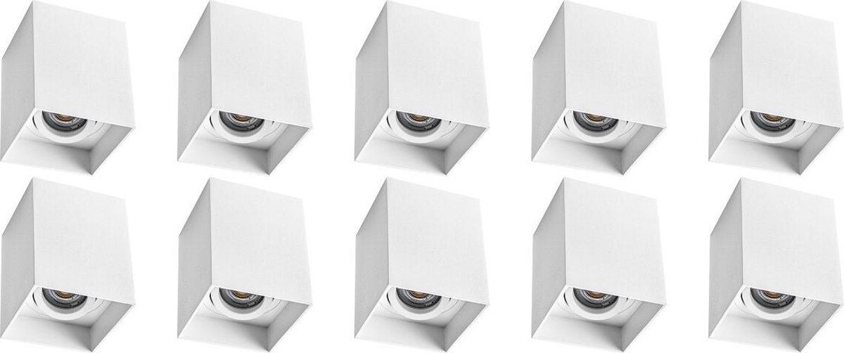 Qualu Opbouwspot 10 Pack - Proma Luxina Pro - GU10 - Vierkant - Mat Wit