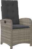 vidaXL Tuinstoel verstelbaar met kussens poly rattan grijs