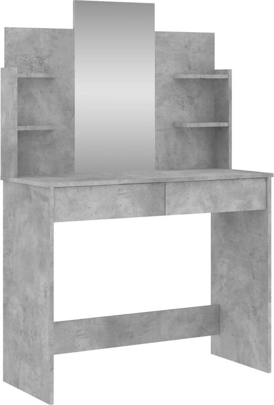 vidaXL Kaptafel met Spiegel - Betongrijs - 96x39x142 cm