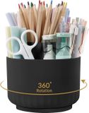 Merkloos Dailygoods - Bureau-organizer met 360° draaibare pennenhouder - 5 vakken (zwart)