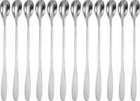 Intirilife set van 12 lange roestvrijstalen lepels - Lengte 18,9 cm - Voor latte macchiato, cocktails, desserts en meer