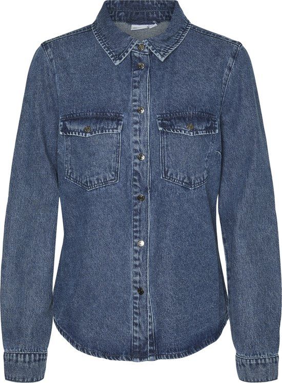 Vero Moda VMJENNIE LS Denim Shirt Mix Ga Noos - Medium Blue - XL