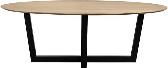 QUVIO Eettafel Sofia - Ovaal – 220x100 cm - W-poot - FSC® gecertificeerd mangohout - Naturel