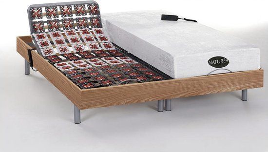NATUREA Elektrisch bed - 160x200cm - LYSIS III - OKIN motoren - Eikenhout - Tweepersoons