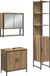 Marron Bois traité Ensemble de meubles de salle de bain 3 pièces