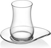 Lav Eva Theeglazen met Schotels - 170 cc - 12-delig (6 glazen, 6 schotels) - Transparant Glas