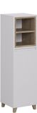 Vicco Elnor Halfhoge kast – 30 x 105 cm met uitklapbare wasmand Wit/eiken