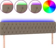 vidaXL Headboard with LED Lights - 200x7x78/88 cm - Fabric - Taupe