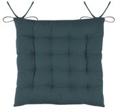 Stof Textile stoelkussens DUO - petrol blauw - 38 x 38 x 3.5 cm - touwtjes sluiting - zitkussens - binnen/buiten
