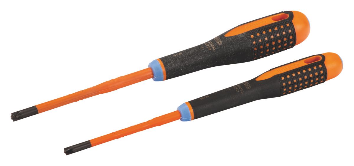 Bahco Schroevendraaierset ERGO™ | geïsoleerd | VDE | driecomponentengreep | smal blad | combitip - 2-delig - BE-9890SL