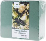 Oase steekschuim - 3x - groen - blok - 20x7x10 cm - vochtig/nat gebruik - bloemstukken/kerststukjes maken