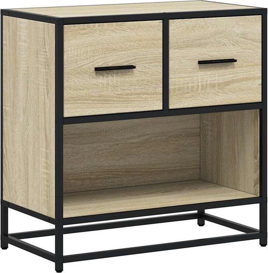 vidaXL Nachtkastje - 60x31x60 cm - Bewerkt Hout en Metaal - Sonoma Eiken