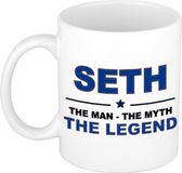 Bellatio Decorations Seth cadeau mok - man myth legend - naam koffiemok / beker - wit en blauw - 300 ml - verjaardag