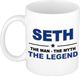 Bellatio Decorations Seth cadeau mok - man myth legend - naam koffiemok / beker - wit en blauw - 300 ml - verjaardag