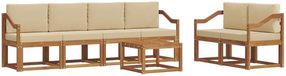 vidaXL Acacia Hout Bank Loungeset 6 Zitplaatsen Natuurlijk en Beige