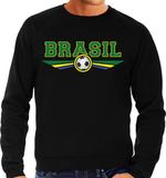 Bellatio Decorations Brazilie / Brasil landen / voetbal sweater met wapen in de kleuren van de Braziliaanse vlag - zwart - heren - Brazilie landen trui / kleding - EK / WK / voetbal sweater XL