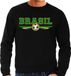 Bellatio Decorations Brazilie / Brasil landen / voetbal sweater met wapen in de kleuren van de Braziliaanse vlag - zwart - heren - Brazilie landen trui / kleding - EK / WK / voetbal sweater XL