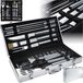 tectake® Set d'ustensiles de barbecue – 8 pièces en acier inoxydable – Incluant brosse de nettoyage, pince, fourchette, couteau et porte-maïs – Livré en mallette en aluminium (47 x 8 x 22 cm)