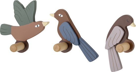 Bloomingville mini Bloomingville Kinderkapstok set van 3 - vogels