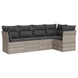 vidaXL 6-delige Loungeset met kussens, lichtgrijs, polyrotan