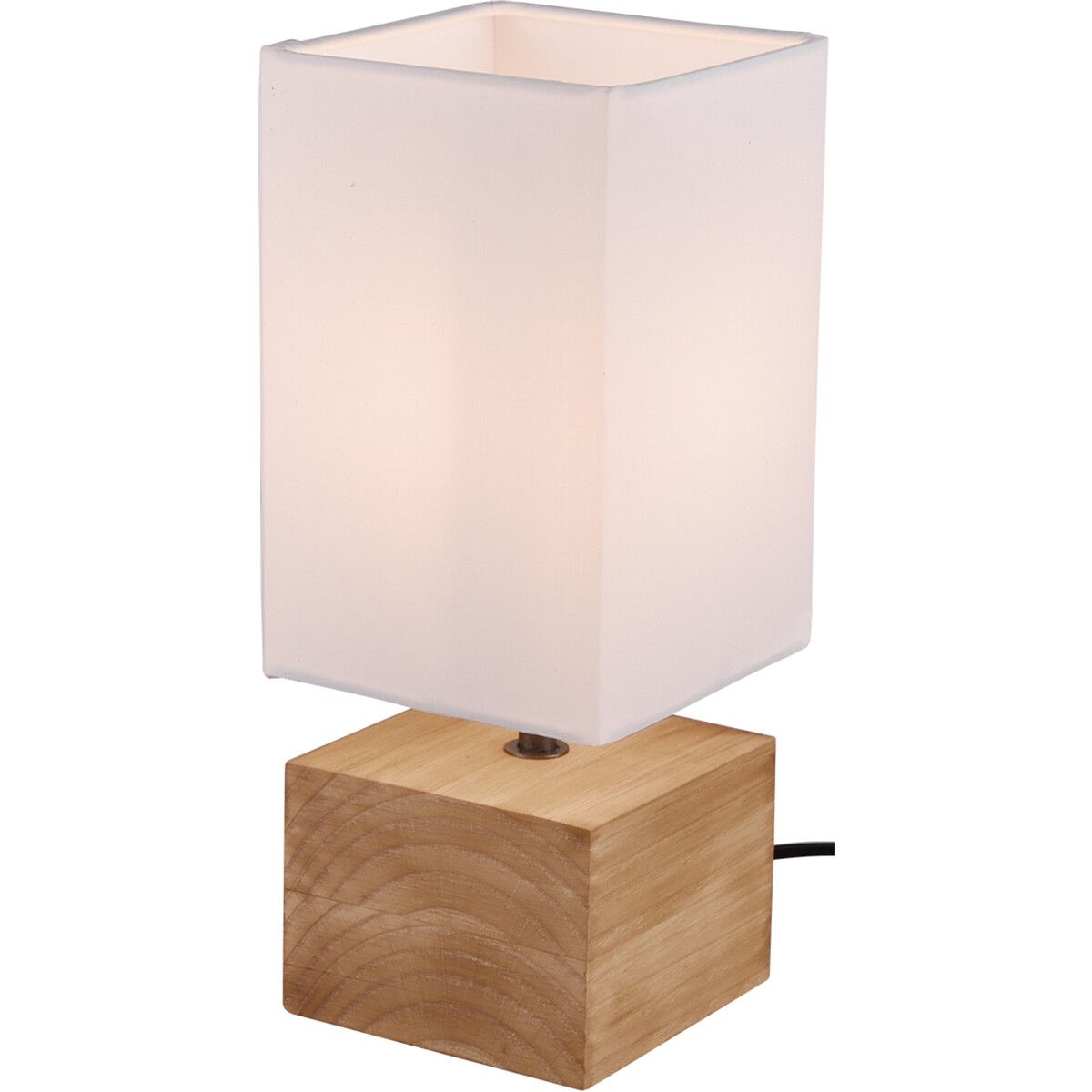 BES LED Trion Wooden Tafellamp - E14 - Vierkant - Mat Wit - Hout - 30cm
