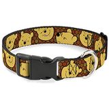 Buckle-Down Plastic Clip Collar - Winnie The Pooh Expressions/Honeycomb Black/Browns - 2" Wide - Large
