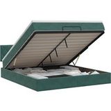 Prolenta Maison Exclusive - Ottoman bed met matras, donkergroen, 140 x 200 cm, fluweel