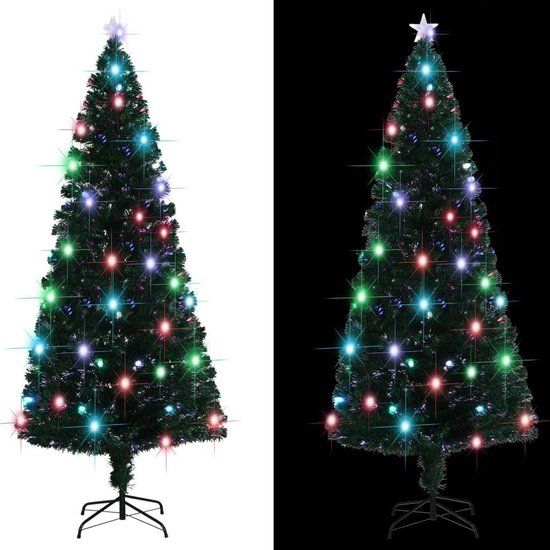 vidaXL Kerstboom met standaard en LED's 210 cm glasvezel