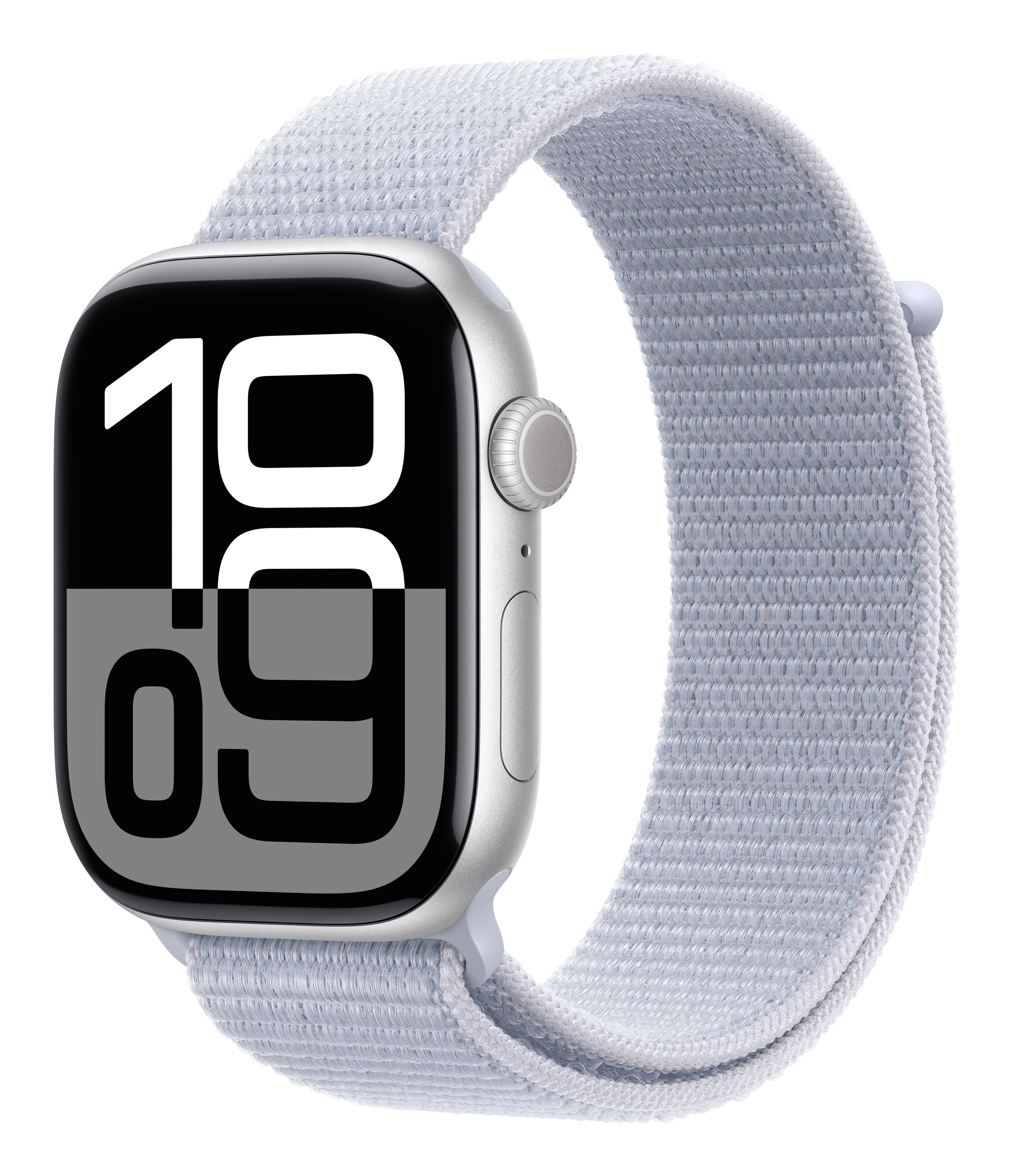Apple Watch Series 10 46mm - Zilver Aluminium - Blauw Cloud Sportbandje