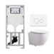 QeramiQ Dely Swirl Toiletset - reservoir à encastrer Geberit UP320 - avec cadre Burda - siège 25mm - plaque de commande métal blanc mat - boutons ronds - blanc brillant