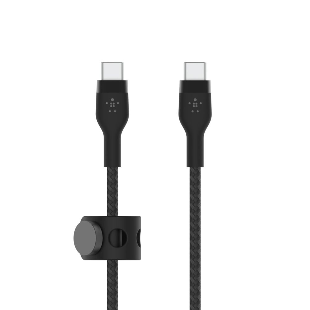 Belkin Cbl Si tress' USB-C X2 3M NoiBelkin Cbl Siliconen tress' US