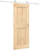 vidaXL Schuifdeur Natuurlijk en Wit 80 x 210 cm Massief Grenenhout