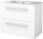 Basic Line Start 46 Badkamermeubelset - 80 x 46 cm - Met Grepen - 2 Lades - Keramische Wastafel - 1 Kraangat - Ice White