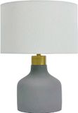 Merkloos Relaxdays Tafellamp, betonvoet, stoffen kap, E27, HxD: 35 x 25 cm, nachtlampje met snoer, slaapkamer, grijs/wit