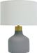 Merkloos Relaxdays Tafellamp, betonvoet, stoffen kap, E27, HxD: 35 x 25 cm, nachtlampje met snoer, slaapkamer, grijs/wit
