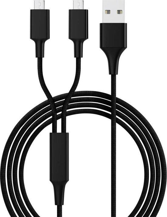 smrter USB-oplaadkabel USB 2.0 USB-A mannelijk, USB Micro-B mannelijk, 1,20 m, zwart Hydra_Duo_M_BK