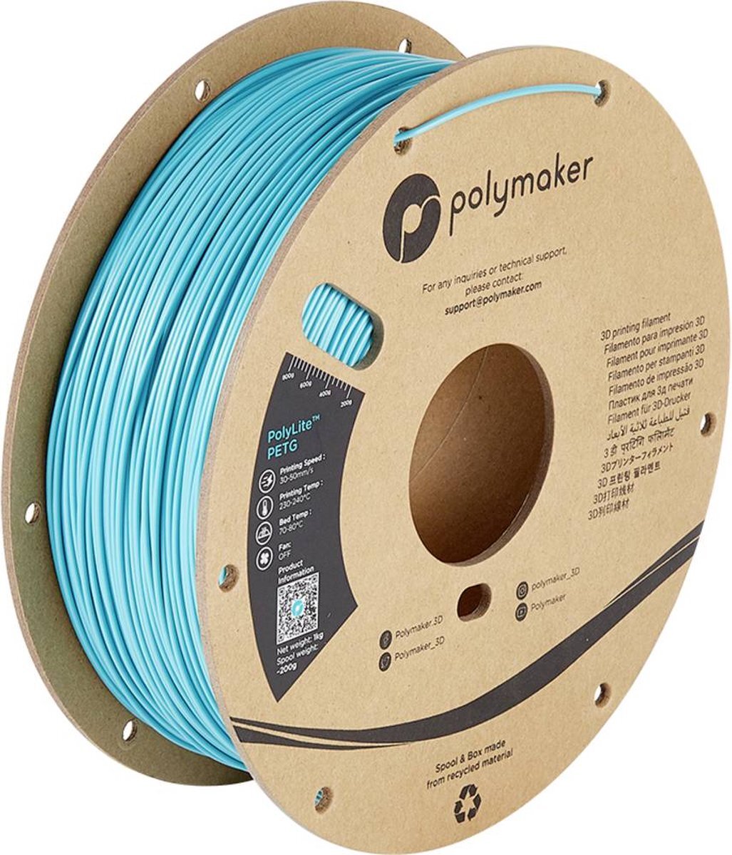 POLYMAKER PB01010 PolyLite Filament PETG hitzebeständig, hohe Zugfestigkeit 1.75mm 1000g turquoise 1 pc(s)