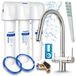 Ari robinet de cuisine 3 voies Slender, acier inoxydable, robinet de cuisine extractible. Filtre à eau Aquaphor inclus, modèle sous plan