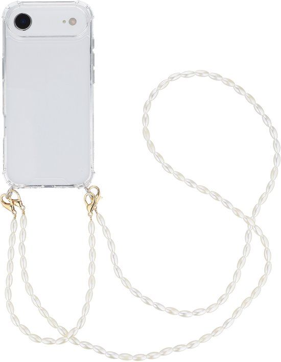 imoshion Hoesje - Geschikt voor Apple iPhone Air - Backcover met koord + armband - Parels - Transparant