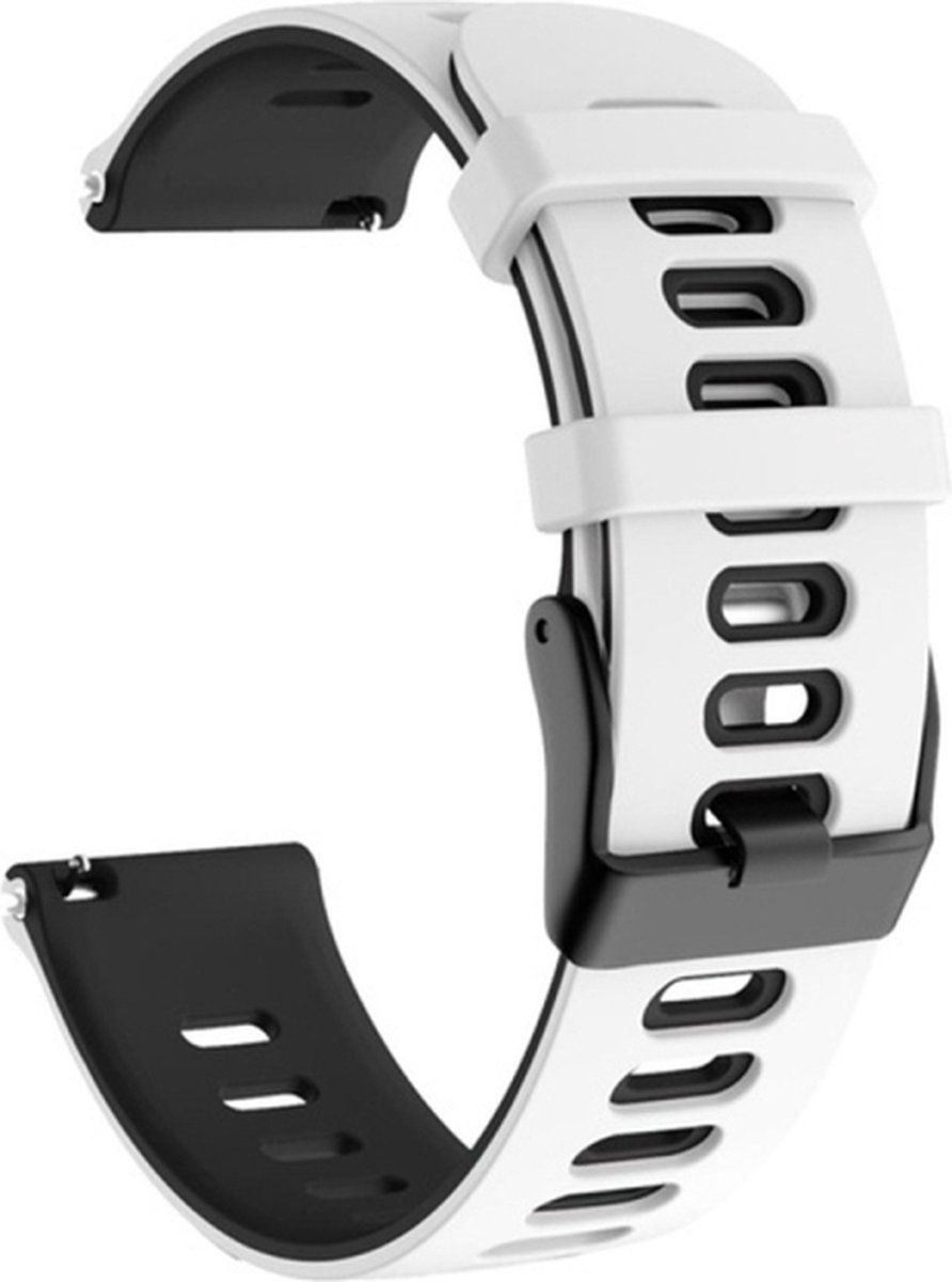 Intercella Siliconen bandje - geschikt voor Samsung Gear S3/Gear S4/Galaxy Watch 3 45 mm/Galaxy Watch 46 mm - wit-zwart