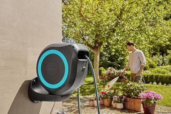 Gardena RollUp M - 20m Automatic Wall Mounted Hose Reel - Grey/Turquoise