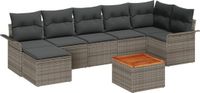 vidaXL Tuinbank Set 8-delig Poly Rattan Grijs