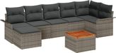vidaXL Tuinbank Set 8-delig Poly Rattan Grijs