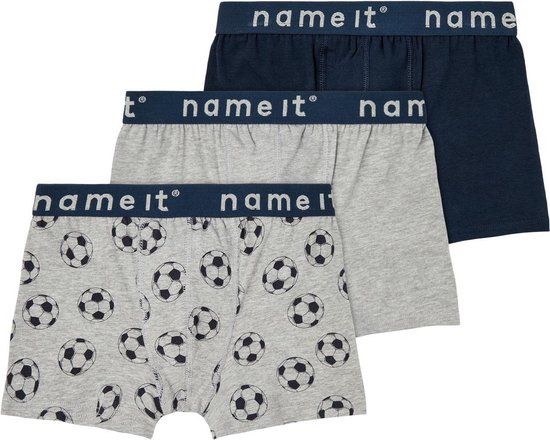 NAME IT NKMBOXER 3P MELANGE FOOTBALL NOOS Boxershort - Jongens - Maat 116 - Grijs Melange