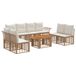 vidaXL Tuinbank - Set - 9 - st - Natuurlijk - en - Crème - Wit - poly - rattan