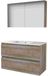 Basic-Line Comfort 46 Badkamermeubelset - 100 x 46 cm - Greeploos - 2 Lades - Keramische Wastafel - 1 Kraangat - Spiegelkast - Scotch Oak