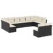vidaXL Loungeset met Kussens, Poly Rattan, Zwart