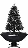 vidaXL Kerstboom sneeuwend met paraplubasis 170 cm PVC zwart