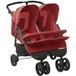 vidaXL Poussette à Deux Places Landau Double Pliable Bébé Enfants Voyage Parc Extérieur Promenade Repose-pied Réglable Rouge Acier