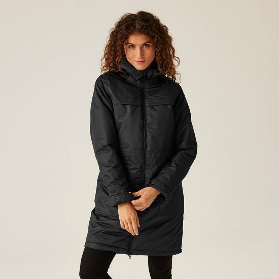 Regatta Romine II Dames Regenjas Waterdicht Ademend Lichtgewicht Zwart Polyester Maat 42